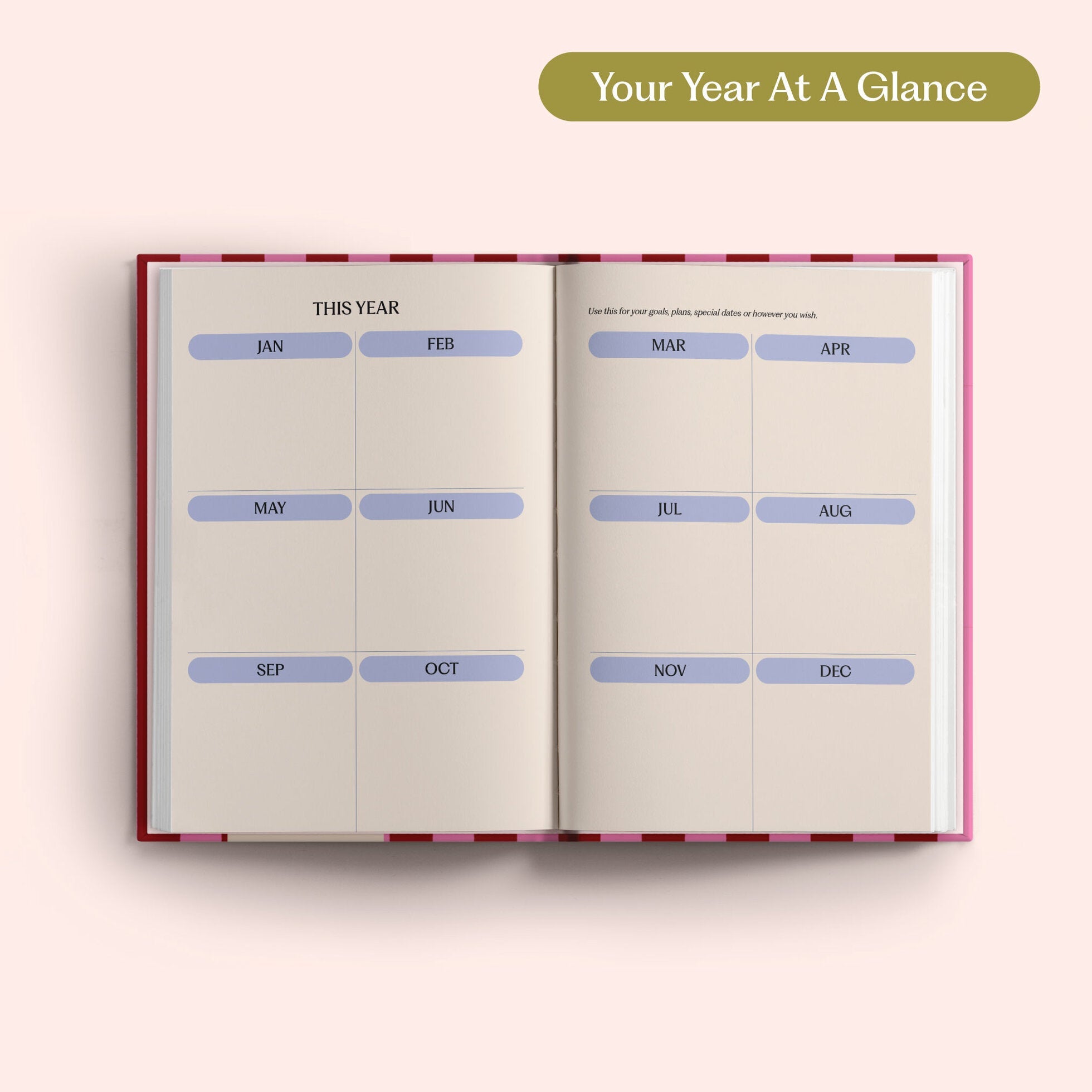 2027 Diary - Pink & Red Stripe - Simply Rye