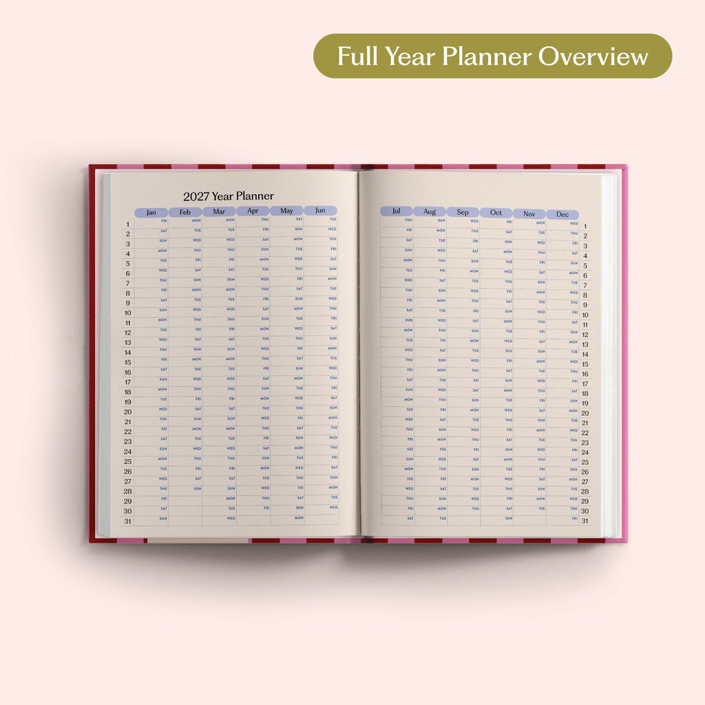 2027 Diary - Pink & Red Stripe - Simply Rye