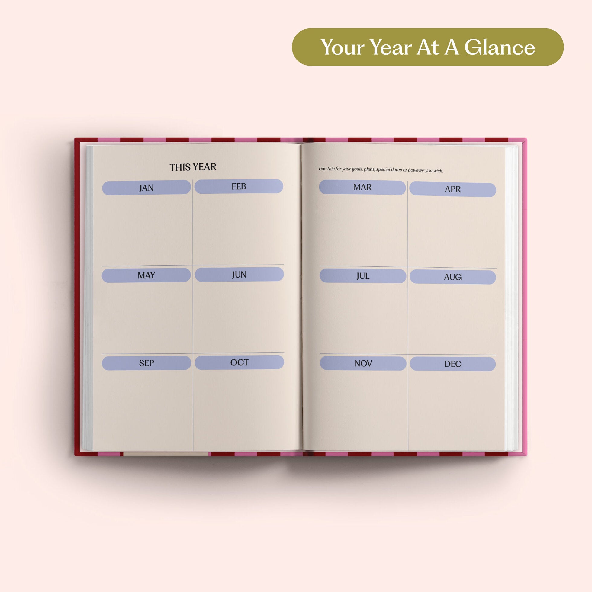 2027 Diary - Pink & Red Stripe