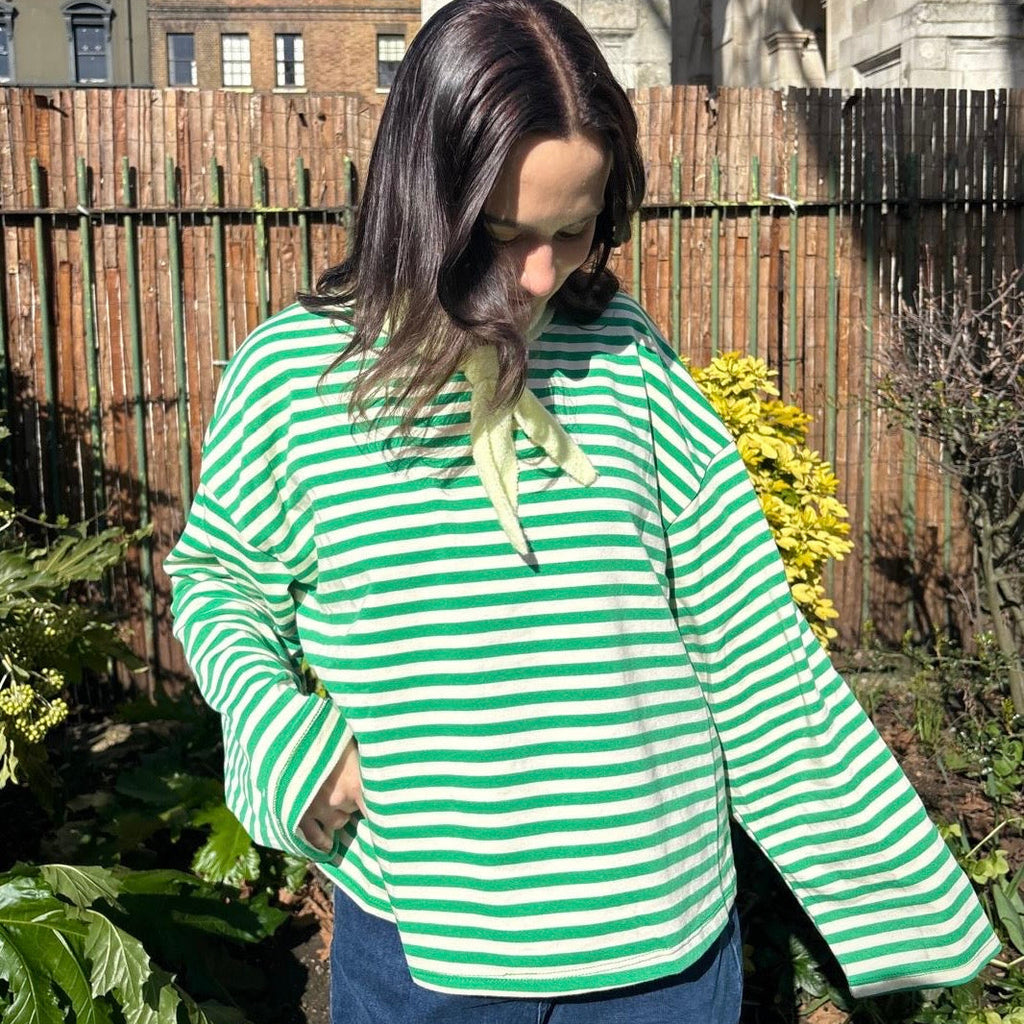 Anna Crewneck Stripe Top - Green