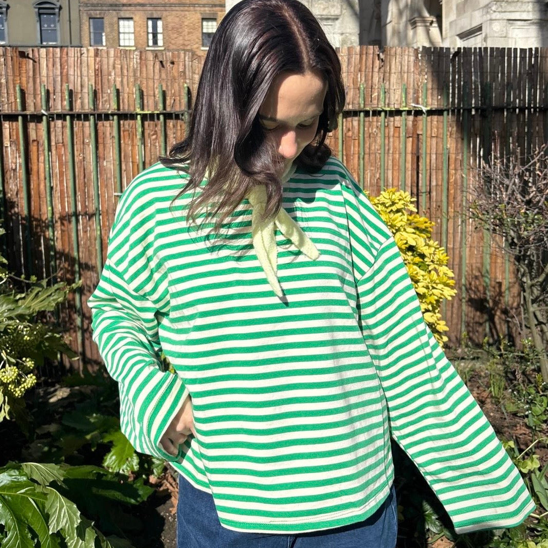 Anna Crewneck Stripe Top - Green