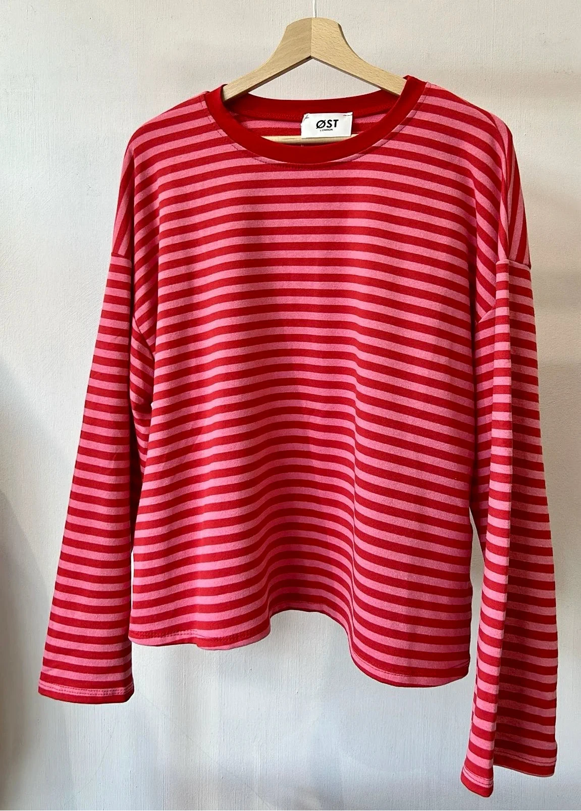 Anna Crewneck Stripe Top - Red/Pink
