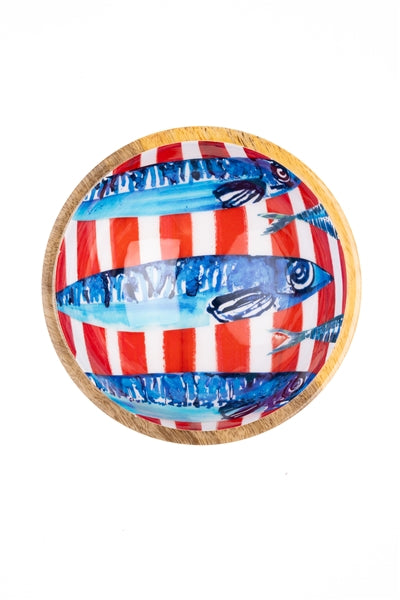 Sardines on Red Stripe Dip Bowl
