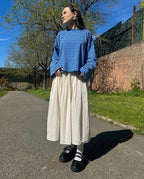 Anna Crewneck Stripe Top - Royal Blue/Light Blue