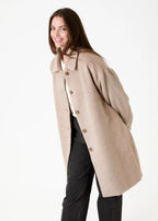 Alpaca Blend Drop Shoulder Collar Coat - Mink