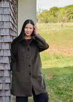Alpaca Blend Drop Shoulder Collar Coat - Olive