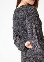 Cobbled Spot Shirring Dress - Black