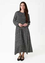 Cobbled Spot Shirring Dress - Black