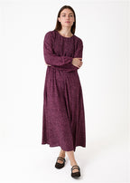 Cobbled Spot Shirring Dress - Merlot