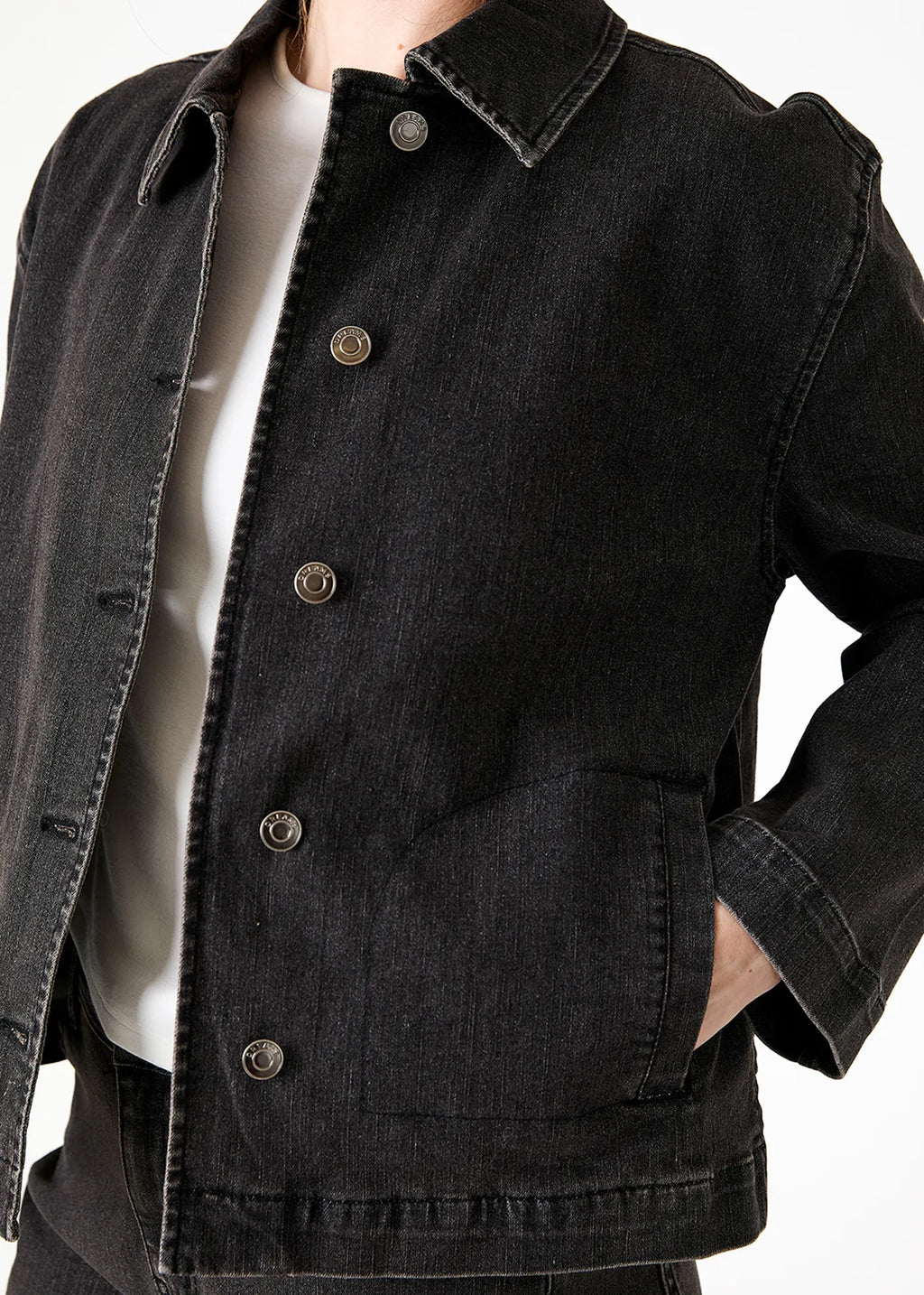 Denim Shacket - Washed Black