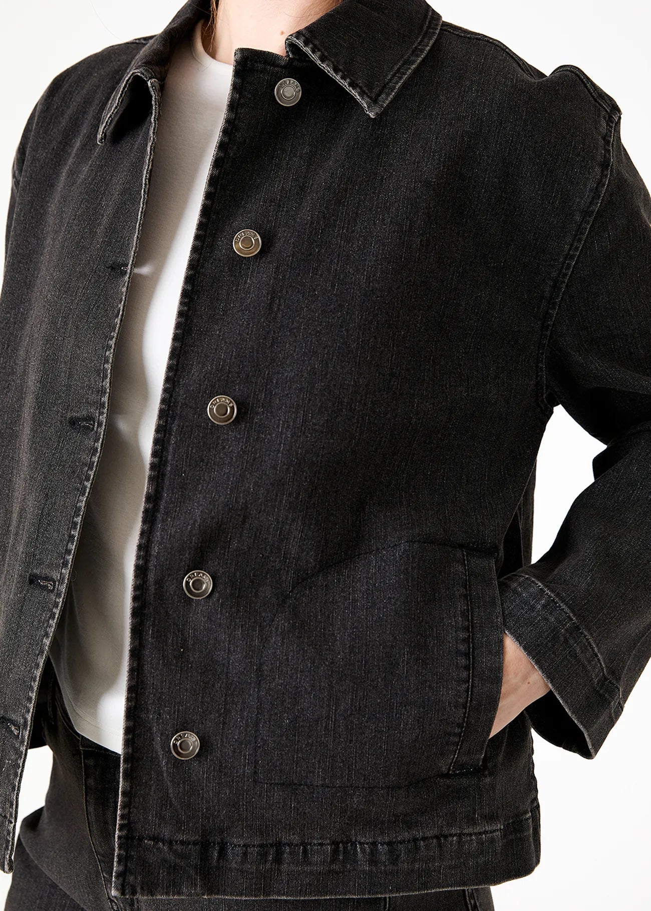 Denim Shacket - Washed Black