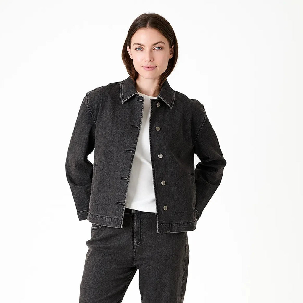 Denim Shacket - Washed Black