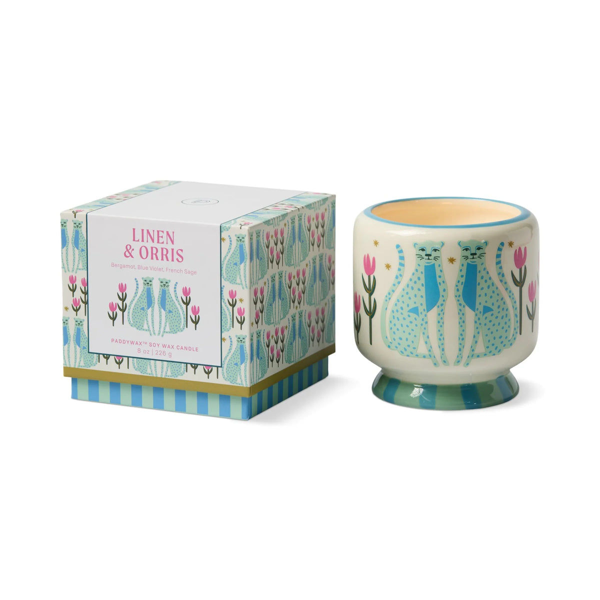 Adopo Ceramic Candle - Cheetahs (Linen & Orris)