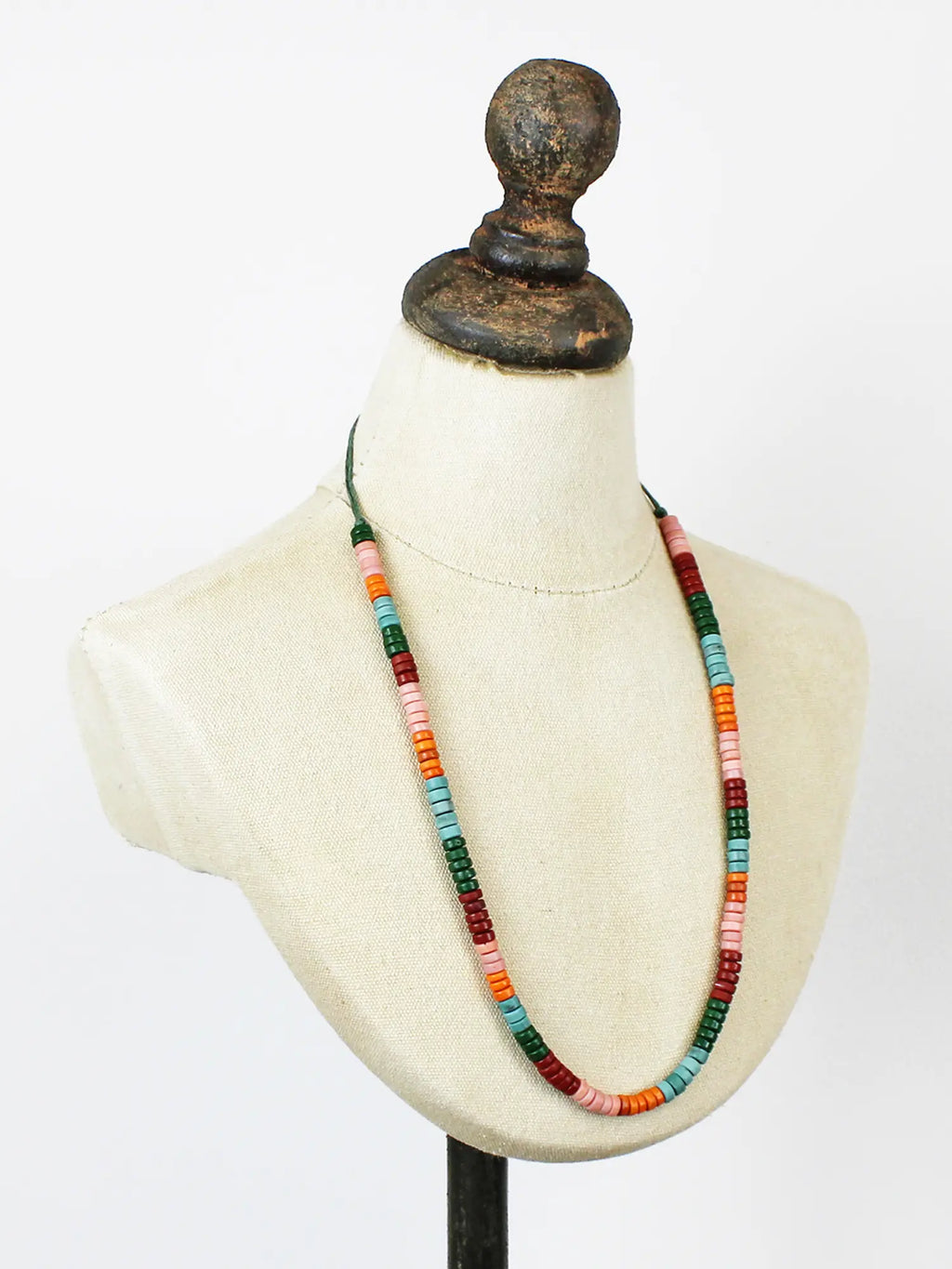 Multi Bead Necklace - Green/Pink