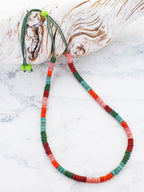 Multi Bead Necklace - Green/Pink
