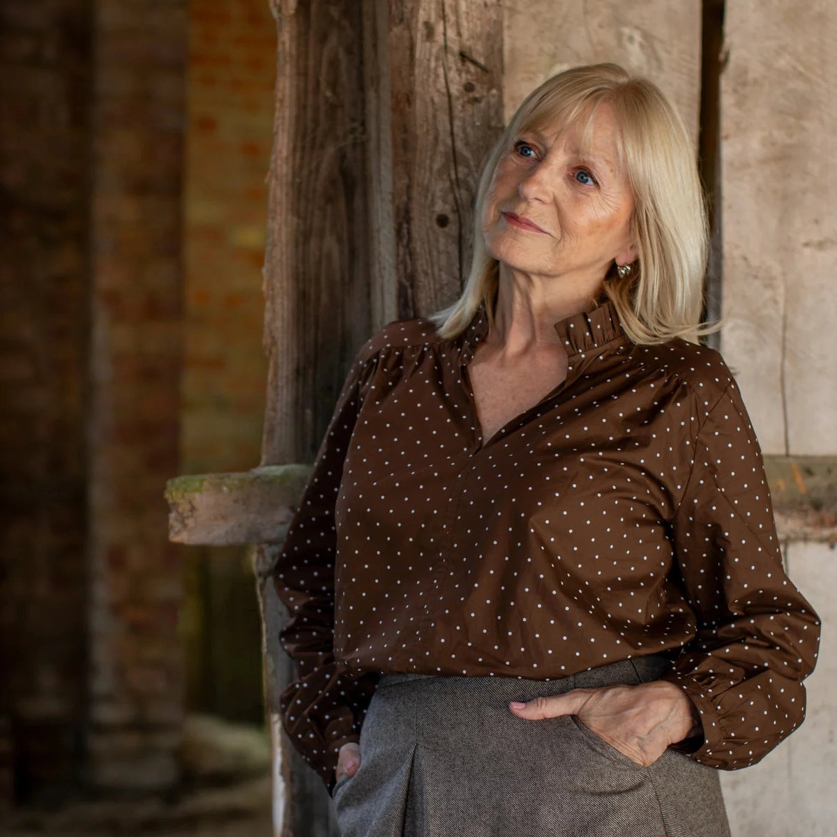 Chalk Greta Shirt - Brown Spot