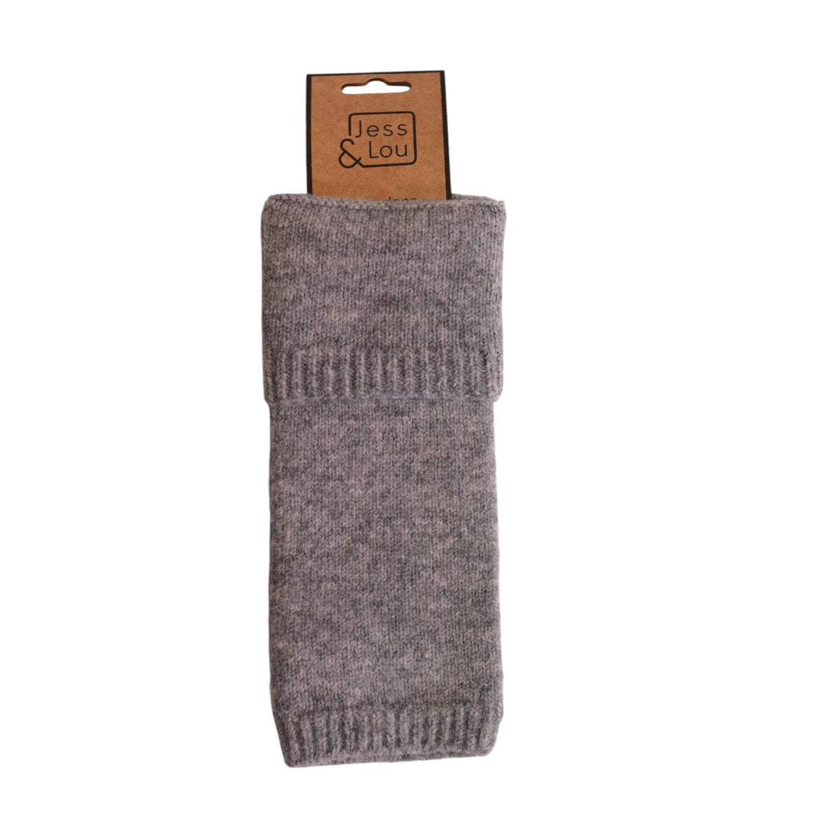 Double Cuff Fingerless Gloves - Grey