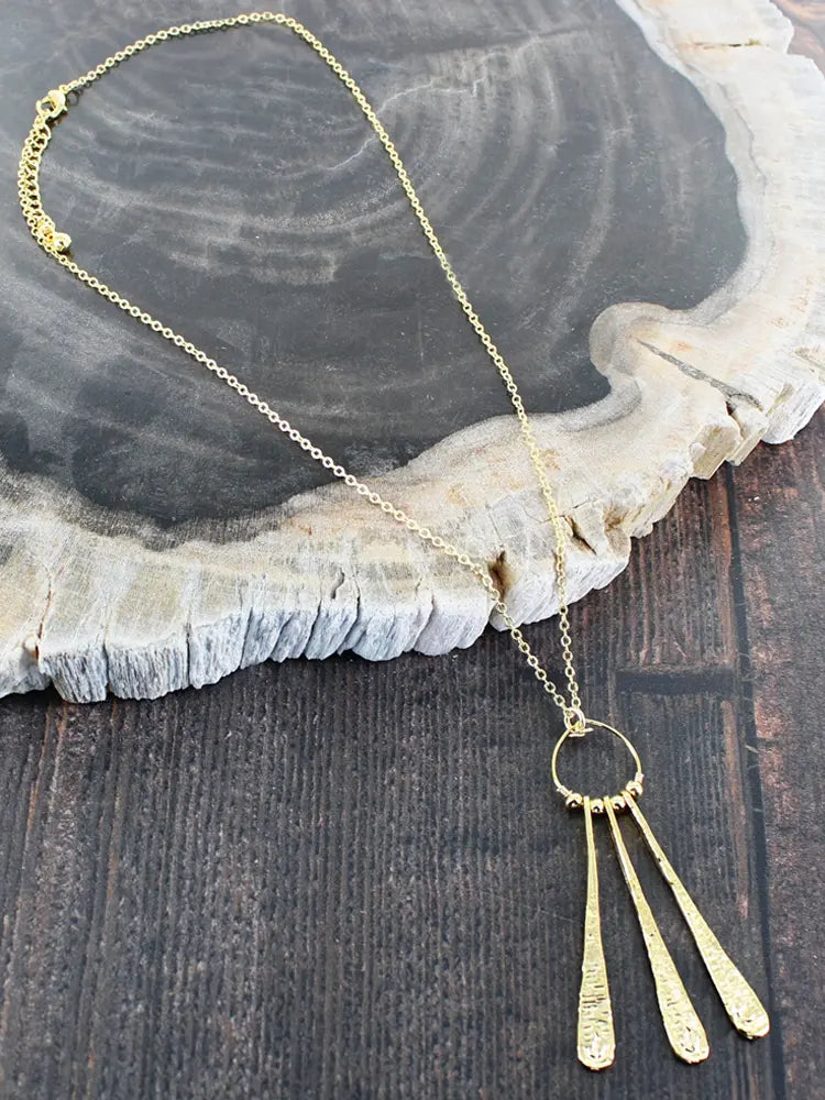 Gold Plated Teardrop & Ring Necklace