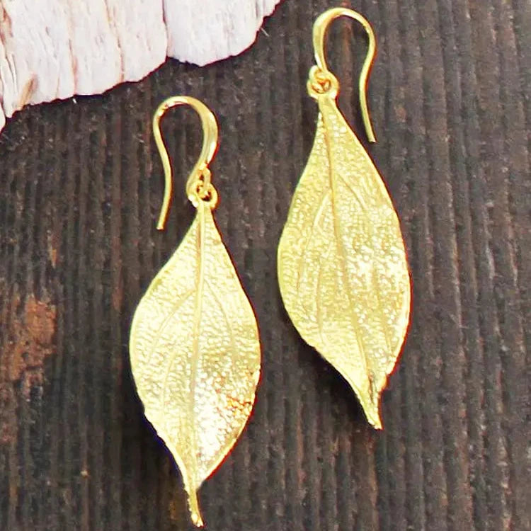 Gold Plated Leaf Earrings