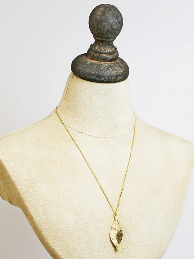 Gold Plated Leaf Pendant Necklace