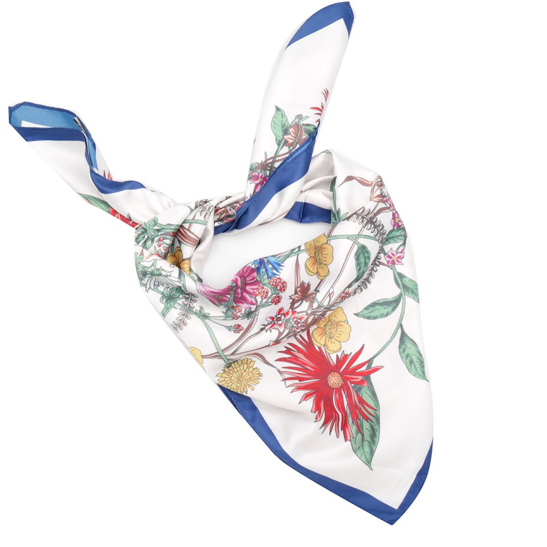 Satin Square Scarf - Cream Floral
