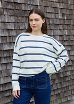 Stripe Crew Neck Sweatshirt - Ivory