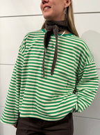 Anna Crewneck Stripe Top - Green