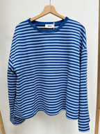 Anna Crewneck Stripe Top - Royal Blue/Light Blue