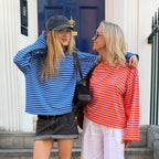 Anna Crewneck Stripe Top - Royal Blue/Light Blue