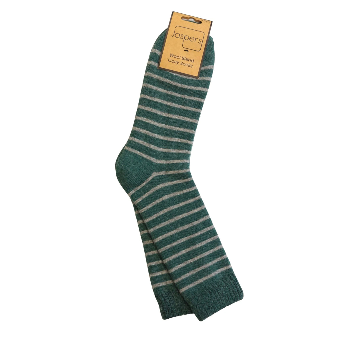 Jaspers Cosy Socks - Green Thin Stripe