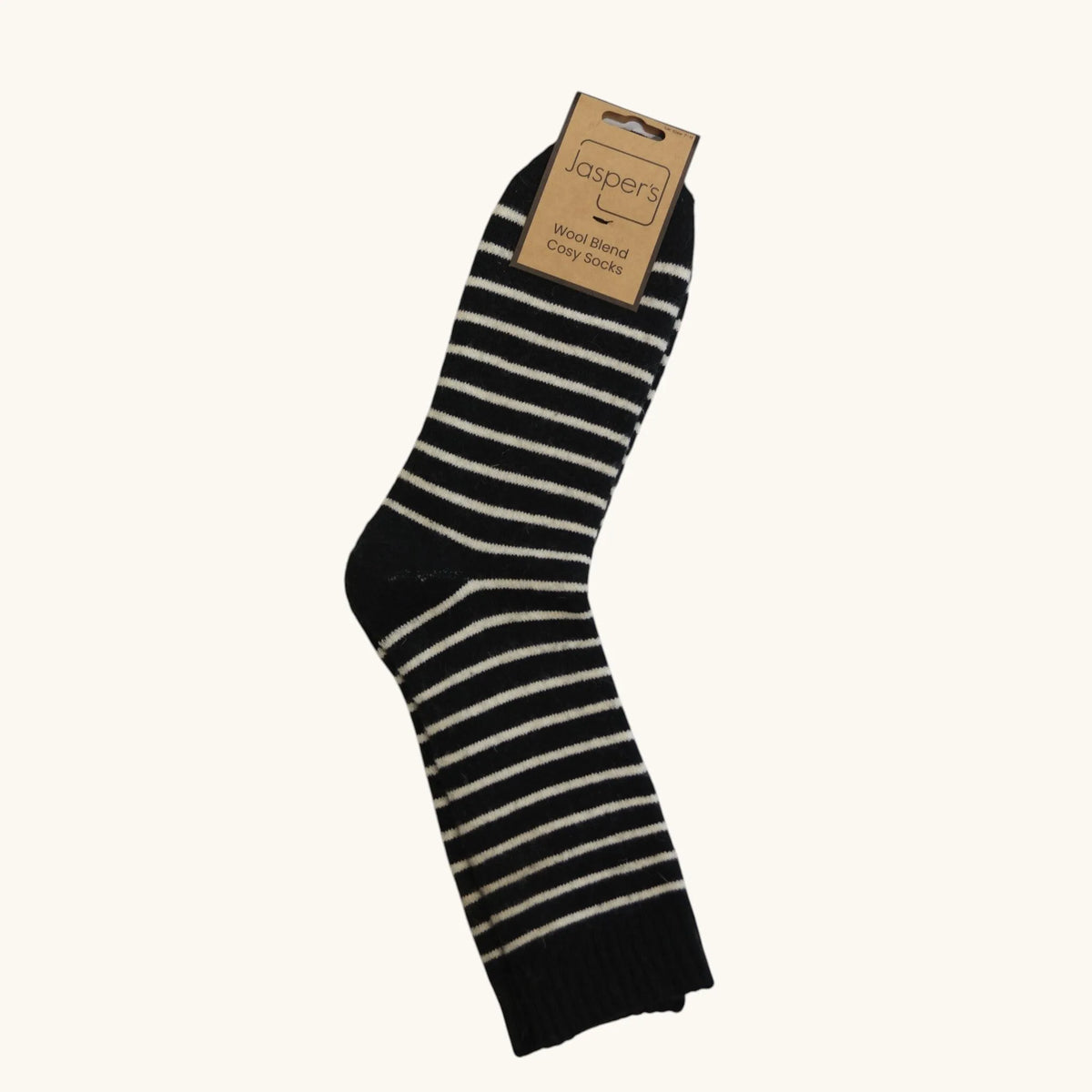 Jaspers Cosy Socks - Black Thin Stripe