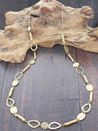 Long Mixed Snake & Beaten Disc Necklace