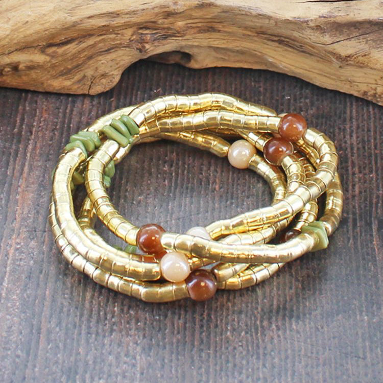 Set of 5 Snake Bracelets with Beads