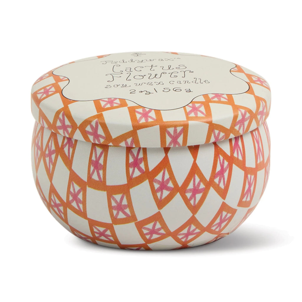 Tulip Printed Tin Candle - Cactus Flower