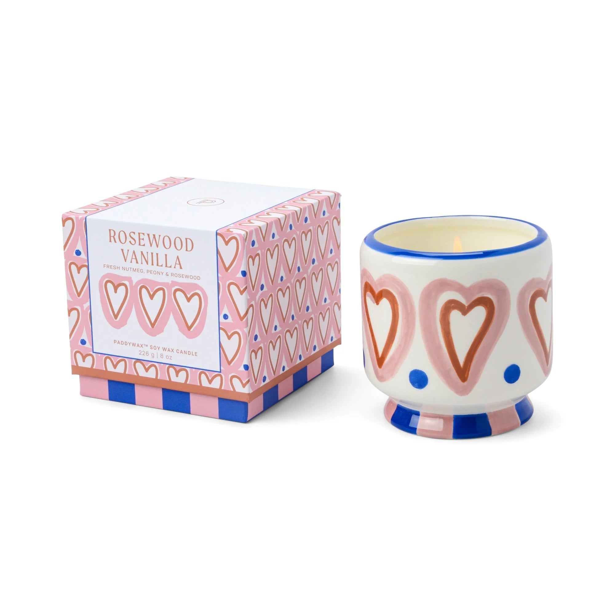Adopo Ceramic Candle - Hearts (Rosewood Vanilla) - Simply Rye