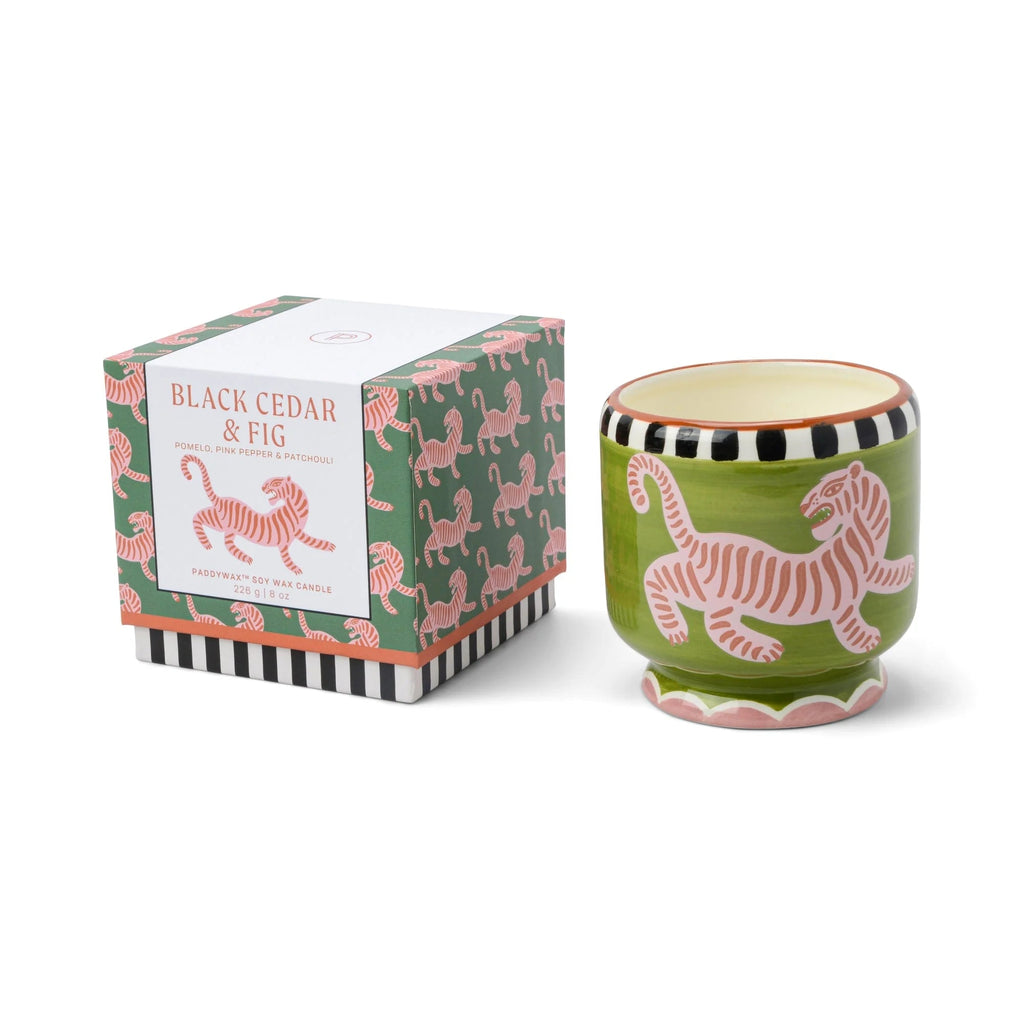 Adopo Ceramic Candle - Tiger (Black Cedar & Fig) - Simply Rye