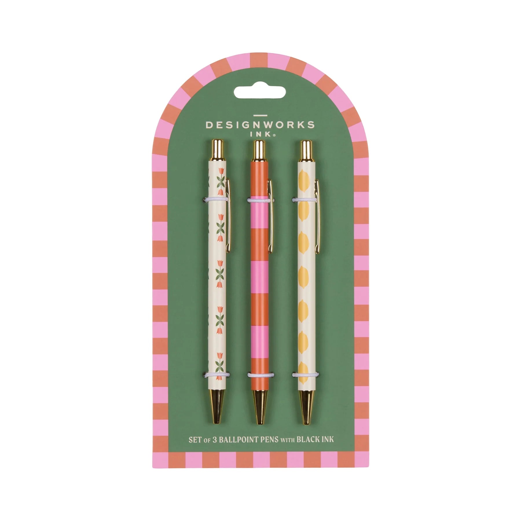 Adopo Set of 3 Pens - Flower, Stripes and Lemon - Simply Rye