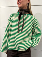Anna Crewneck Stripe Top - Green - Simply Rye