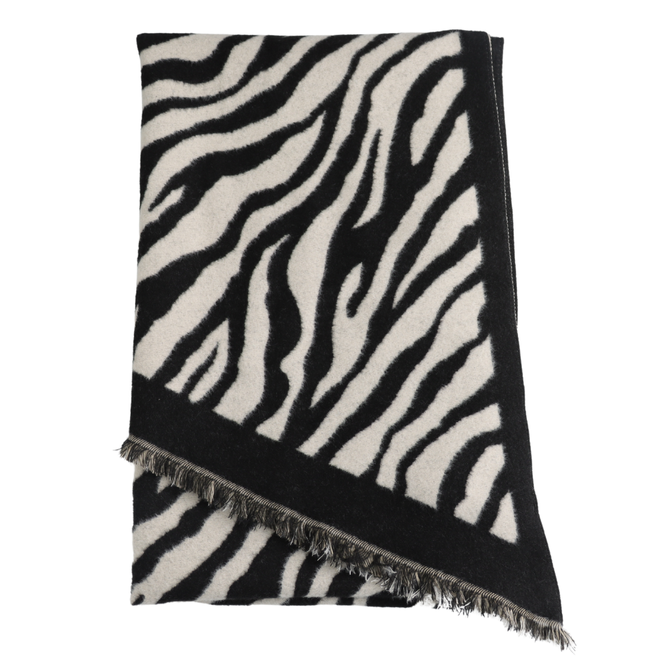 Zebra Print Scarf - Black