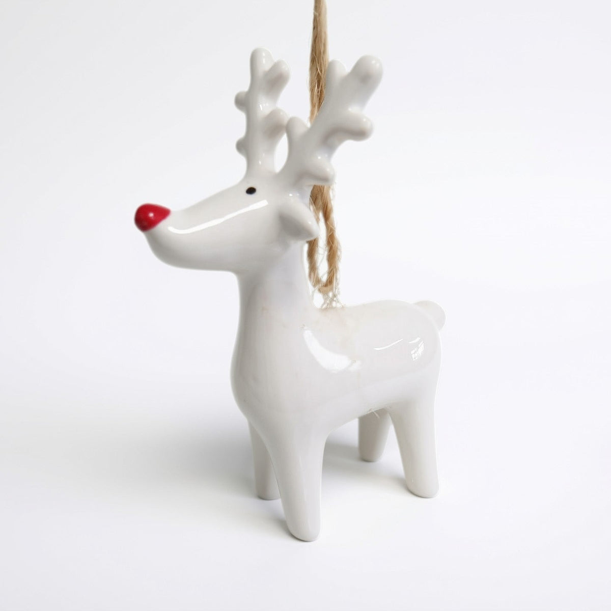 Hanging White Reindeer Christmas Decoration