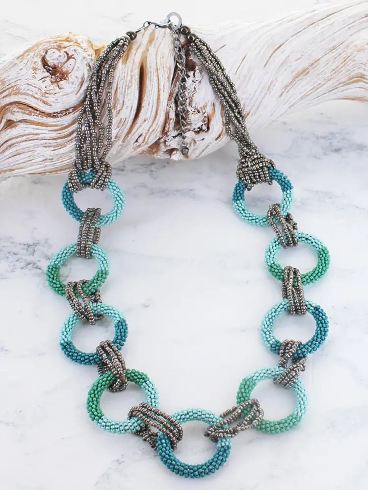 Beaded Loop Necklace - Turquoise - Simply Rye