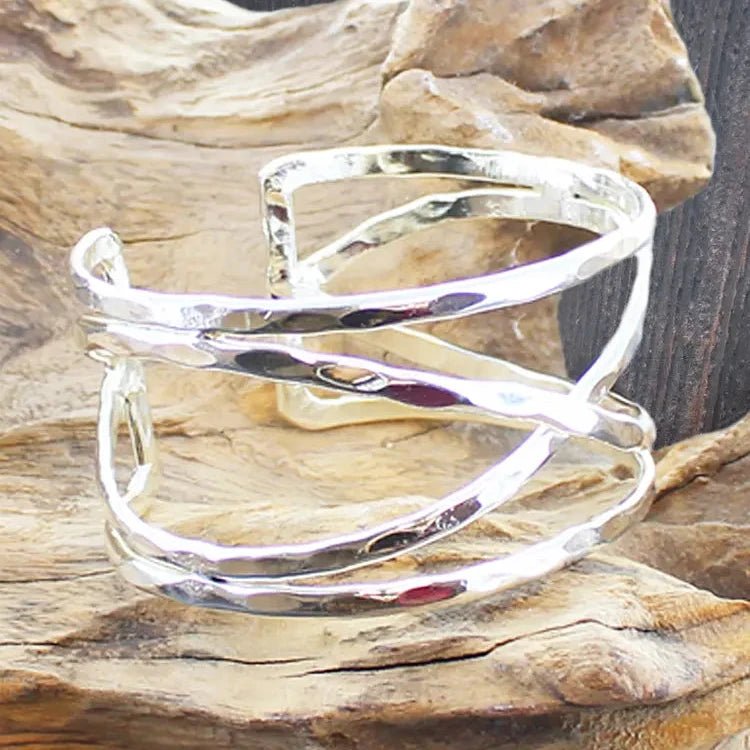 Beaten Cross - Over Cuff Bracelet - Simply Rye