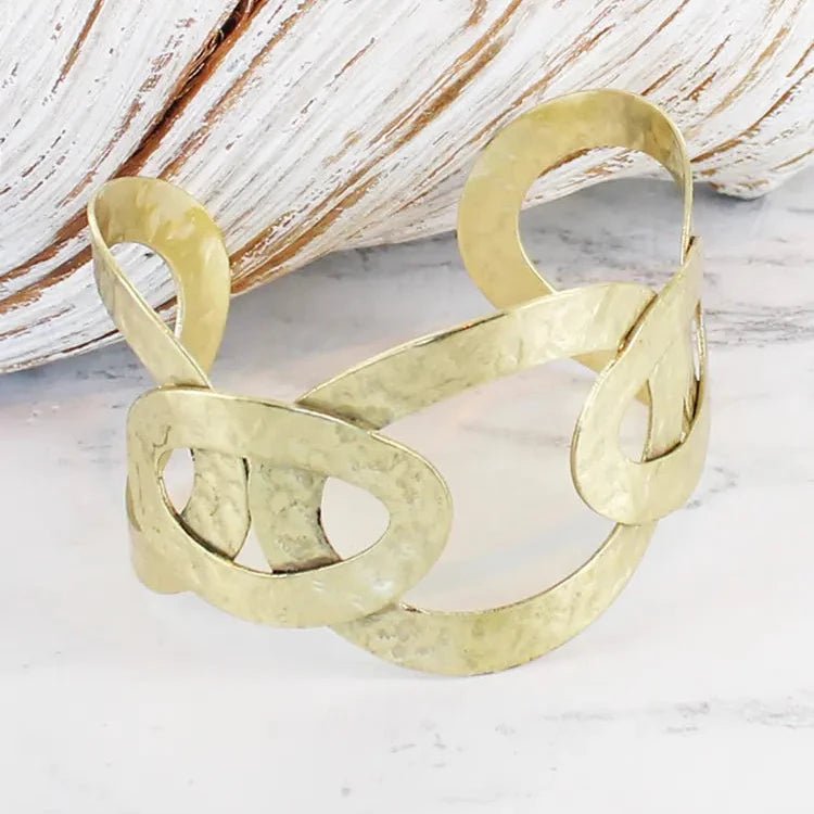 Beaten Metal Ring Cuff Bracelet - Simply Rye