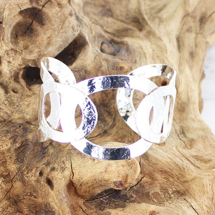 Beaten Metal Ring Cuff Bracelet - Simply Rye