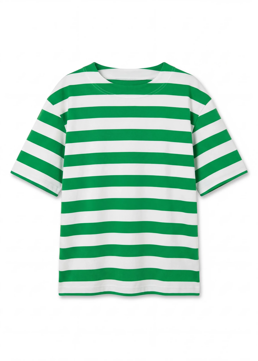 Block Stripe Boxy Short Sleeve T-shirt - Jade Green - Simply Rye