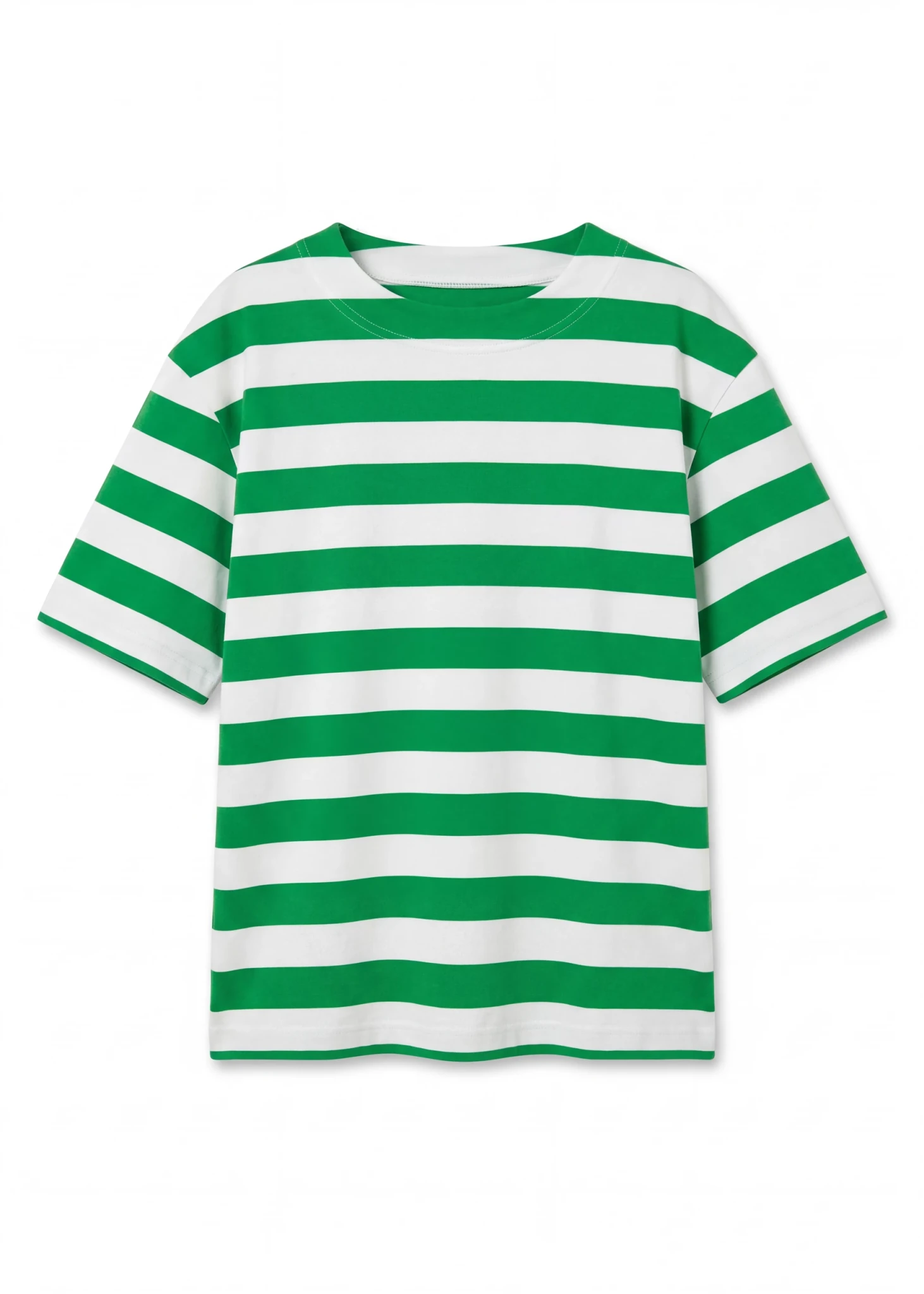 Block Stripe Boxy Short Sleeve T-shirt - Jade Green - Simply Rye
