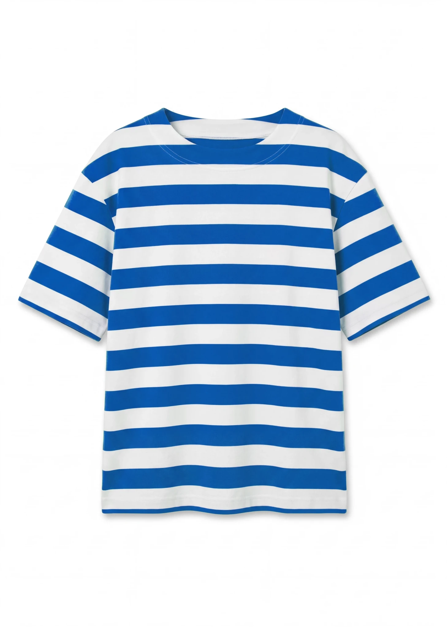 Block Stripe Boxy Short Sleeve T-shirt - Royal Blue - Simply Rye