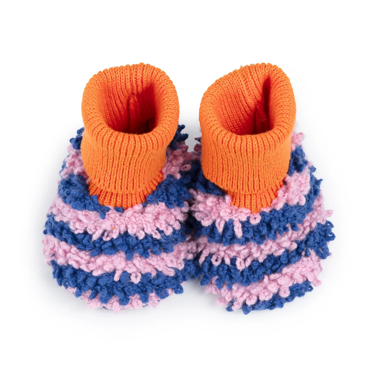Boucle Striped Slipper Socks - Cobalt Blue - Simply Rye