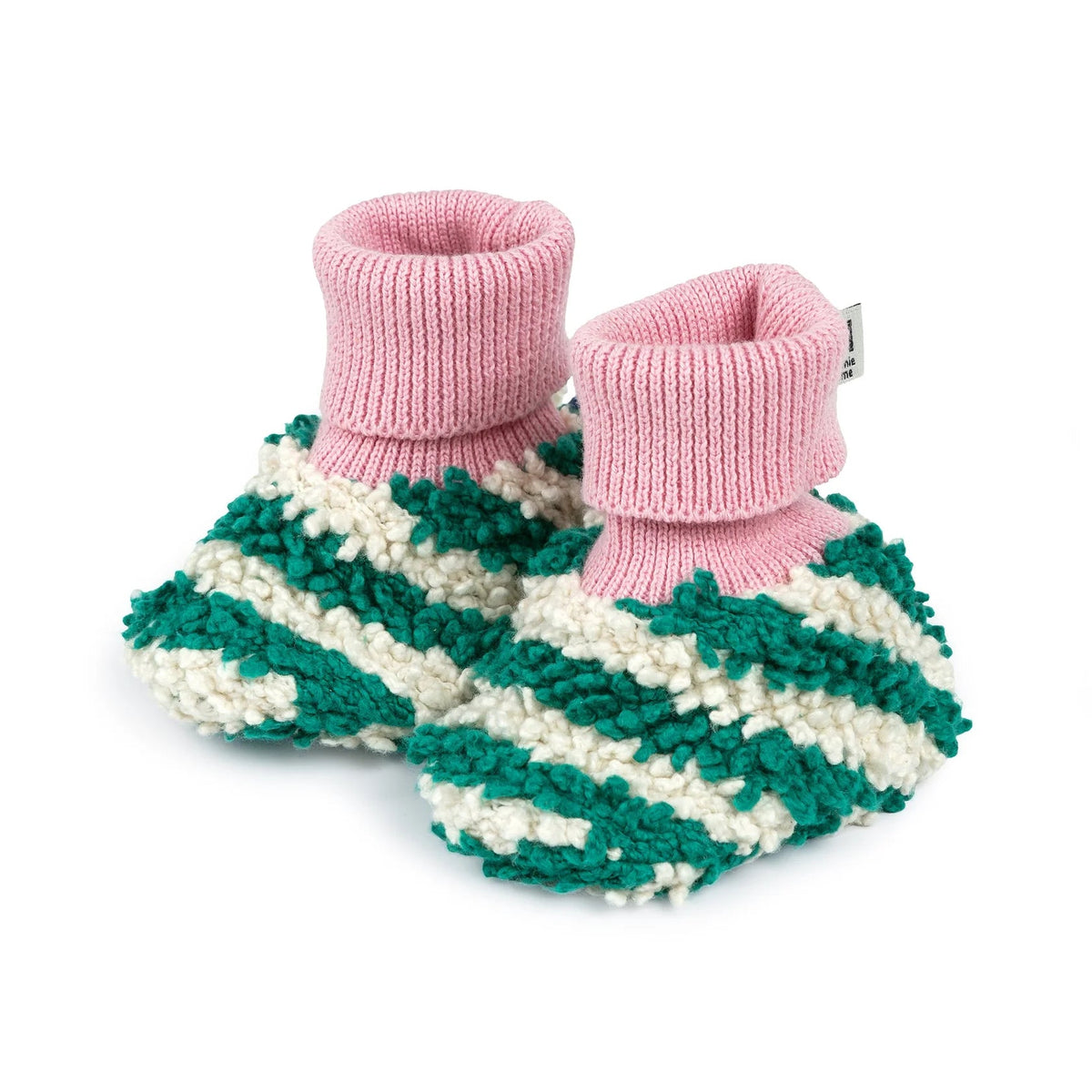 Boucle Striped Slipper Socks - Green - Simply Rye