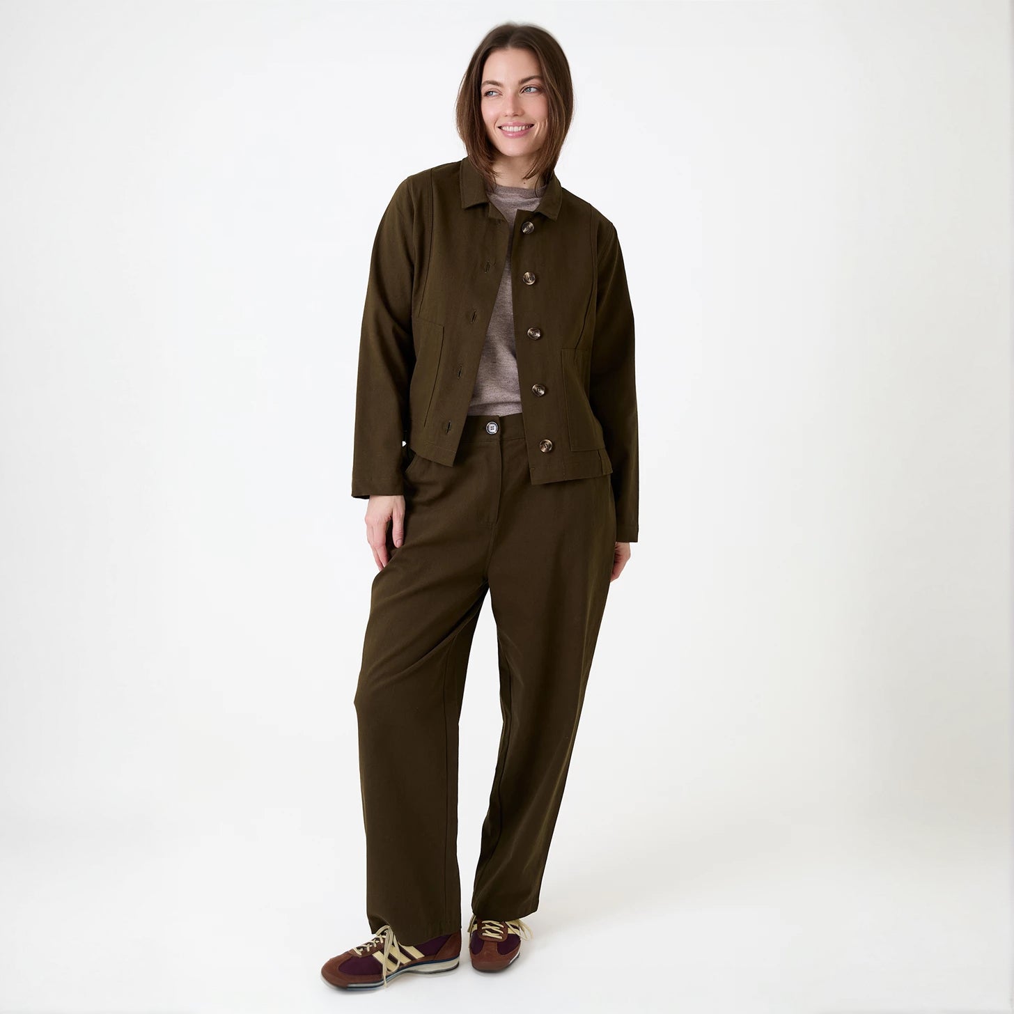 Boxy Cotton Twill Jacket - Khaki - Simply Rye